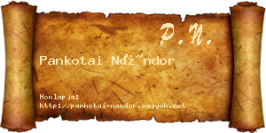 Pankotai Nándor névjegykártya